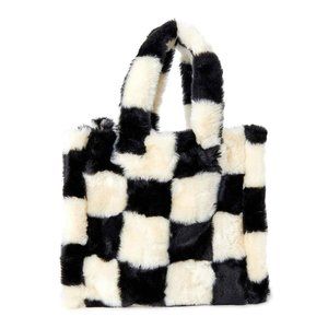NWOT Madden Girl Faux Fur Checkered Tote